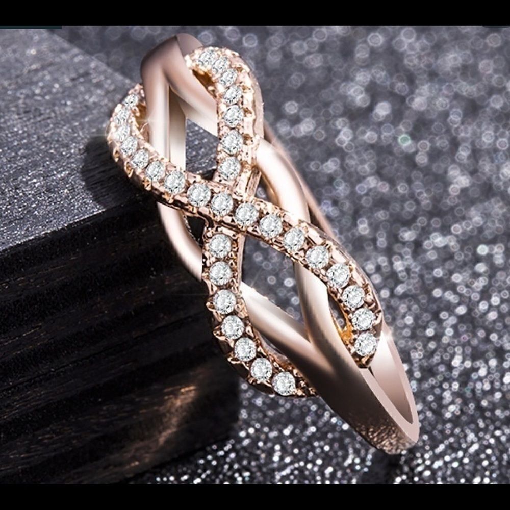 Exquisite Rose Gold PLATED Infinity Ring - Picture 2 of 7
